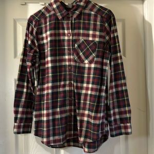 Eddie Bauer Women’s Sz M plaid flannel shirt. 100% cotton. EUC.